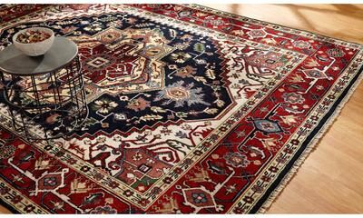 KALATY Umbria Black/Red Wool Hand-knotted Rug
