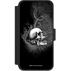 Nivocase Klapphülle für Apple iPhone 12 mini Handyhülle aus Kunst Leder NIVOflip schwarz Gothic Schädel (Apple iPhone 12 mini), Smartphone Hülle, Schwarz