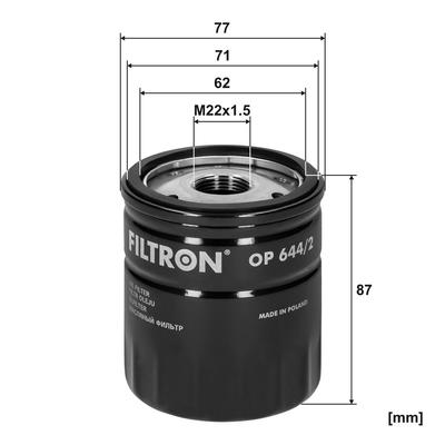 FILTRON Ölfilter OP 644/2 Anschraubfilter 79mm GewindemaßM22x1.5 für Fiat Chrysler DODGE Suzuki