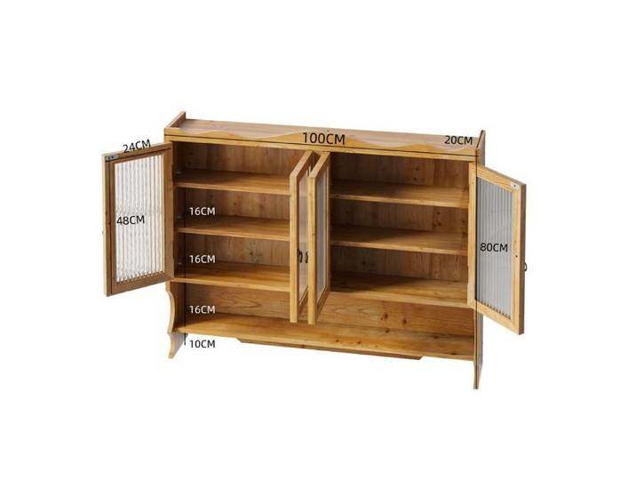 Armoire murale - ZEVKOR - Retro 4 Door - 4 portes - Bois & verre - 100×20×80 cm