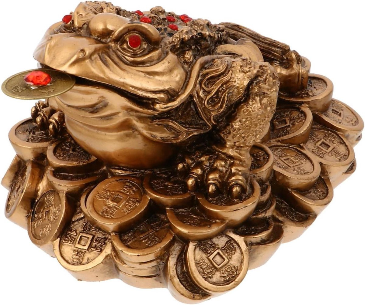 Gouden Pad Ornament Geld Kikker Huisdecoratie Breedte: 10 cm, Hoogte: 9 cm