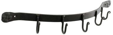 Achla Designs Wall Bracket With 5 Hooks, 19.5 Inch Wide, Black Powder Coat Finish