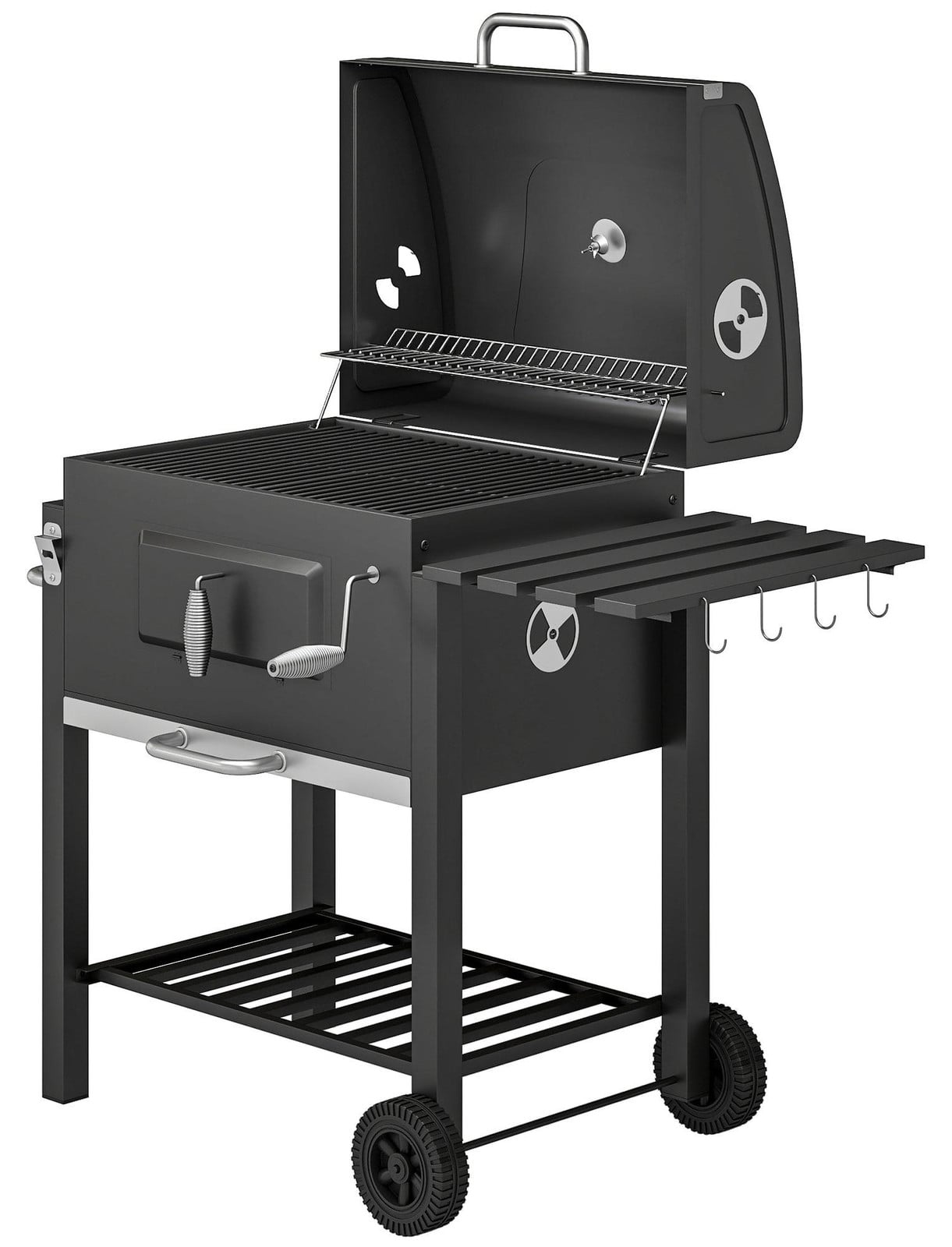 Outsunny Houtskoolgrill op wieltjes voor in de tuin