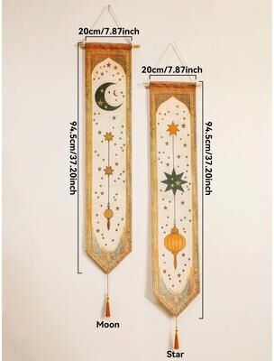 Uplifted Finds Islamic Ramadan Wall Banner   Moon & Star Eid Mubarak Festival Tapestry 2 Pcs M03104