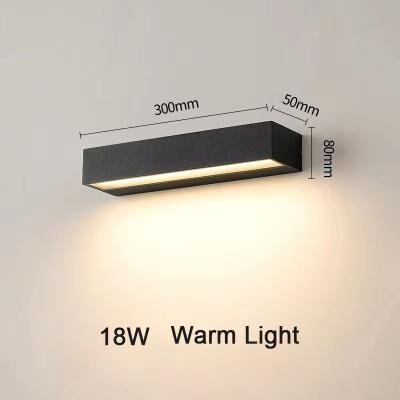 Inspired Finds SANDIY Outdoor Wall Light External Sconce Lamps Waterproof House Decor Lighting Fixture For Balcony, Porch, Yard, Gard black 18w 11.81x1.97x3.15in cold Light