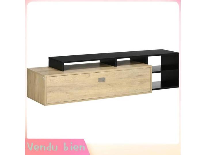 LIA Meuble TV 65' étagère amovible porte basculante