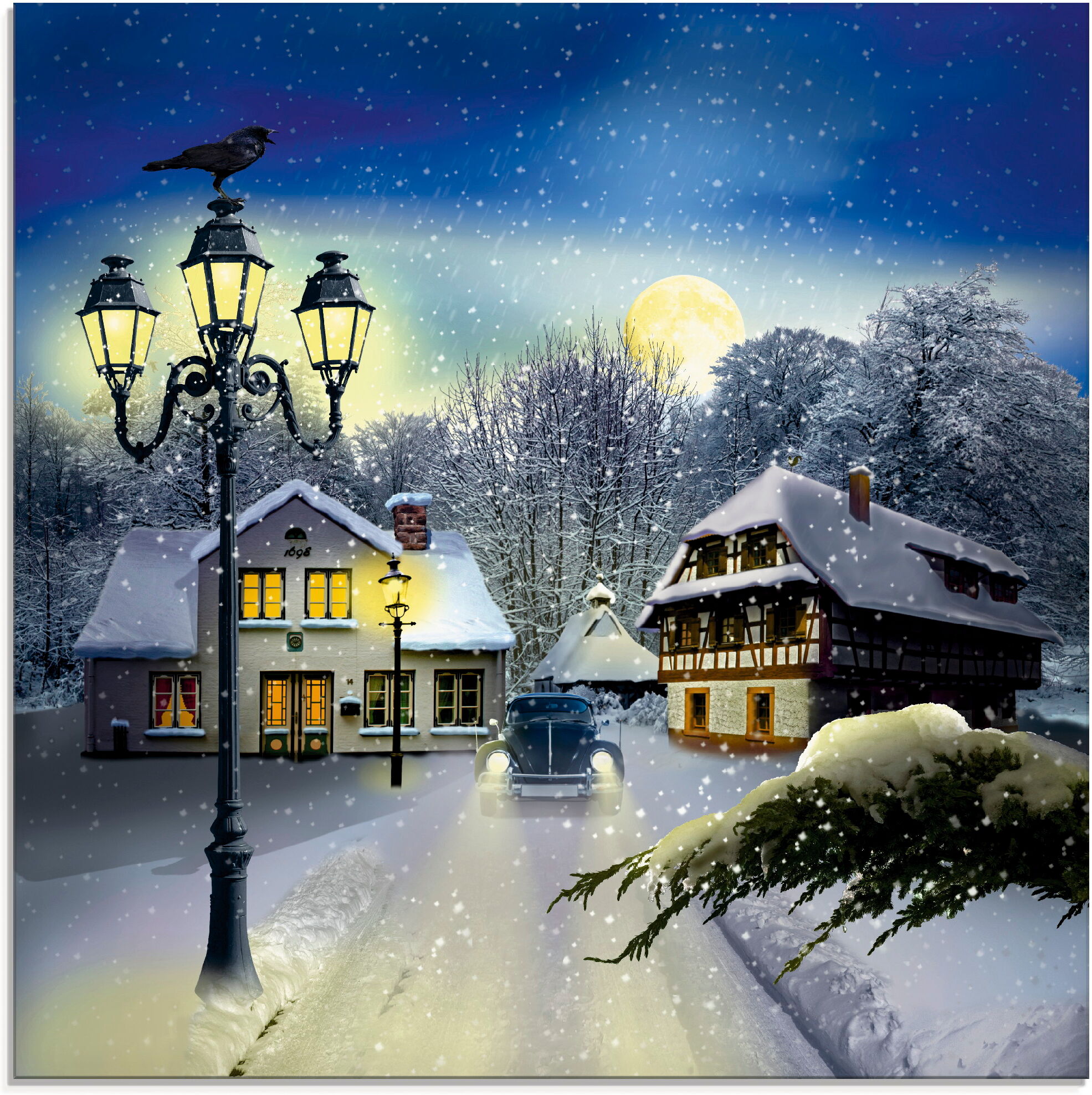 Glasbild ARTLAND "Winterzeit", blau (farbe bild(er): blau), B:20cm H:20cm, Bilder, Glasbild, in verschiedenen Grössen farbe bild(er): blau B/H/T: 20cm x 20cm, Glasbild Vier Jahreszeiten quadratisch, 1 Stk.