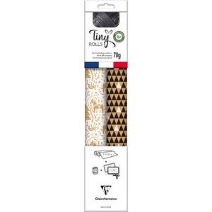 Clairefontaine Geschenkpapier 223888C, Tiny Rolls, weiß / schwarz, 35cm x 5m, Set mit 2 Rollen & Band