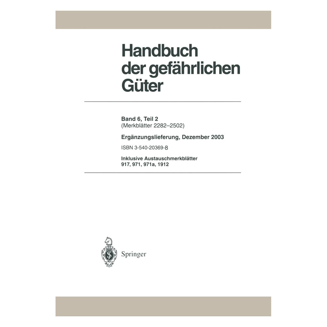 Springer Handbuch der gefährlichen Güter (Deutsch, Softcover, Günter Hommel) (55561603)