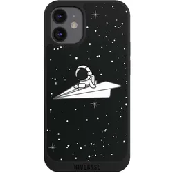 Nivocase Handyhülle für Apple iPhone 12 mini Hülle NIVOpure Case Schwarz Astronaut Comic Papier (Apple iPhone 12 mini), Smartphone Hülle, Schwarz