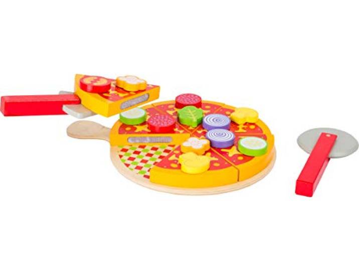 small foot Pizza Schneide-Set aus Holz, mit Klettverschlussfunktion, inkl. Holztablett uvm., ab 3 Jahren, 11063