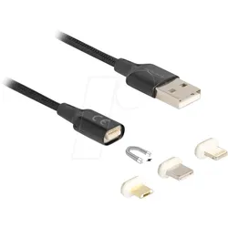 DELOCK 88165 - Magnetisches USB-Ladekabel + 3 Anschlüsse, 1 m
