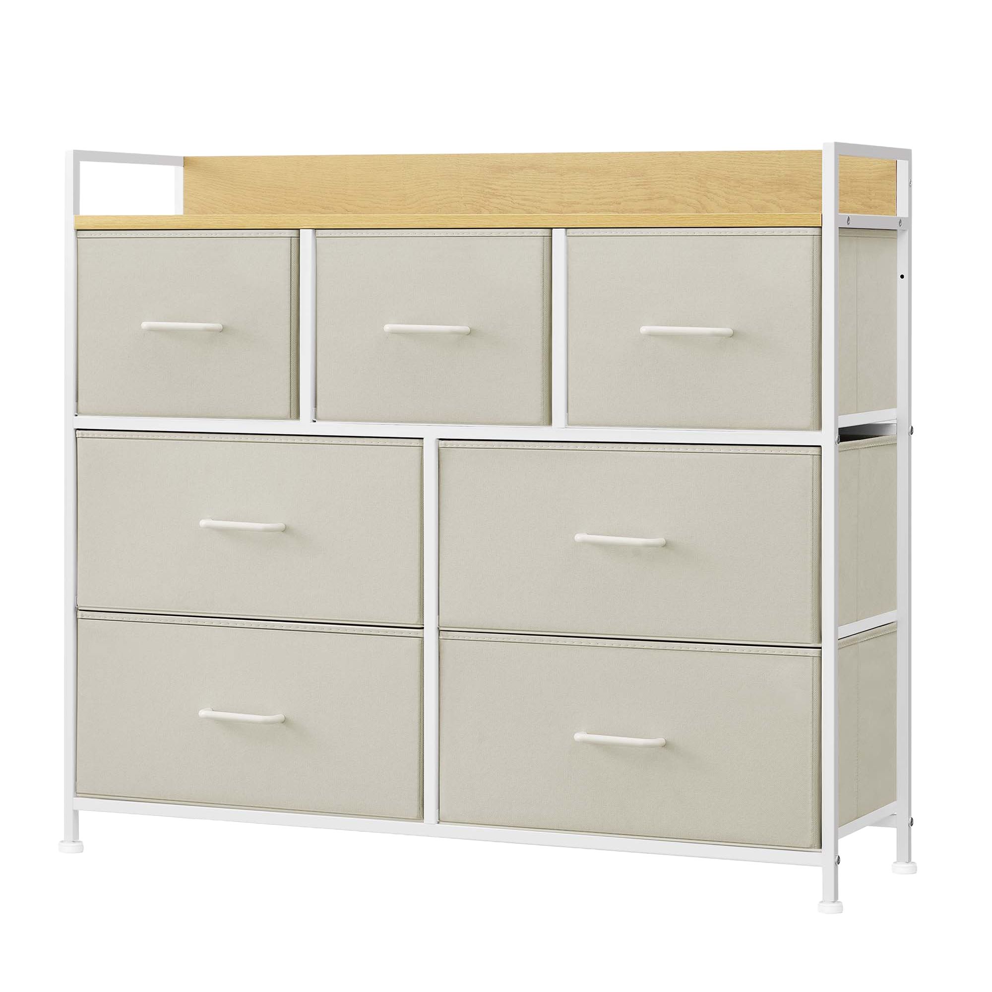 SONGMICS Kommode, Schrank, 7 Schubladen mit Griffen LTSB35523W01