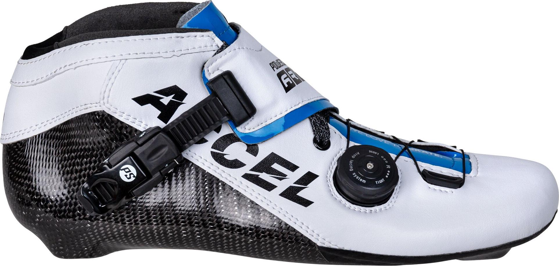 ACCEL White Boot - Hochleistungs-Speedskating Boot mit 195mm Montage & Präzisionspassform für maximale Kraftübertragung