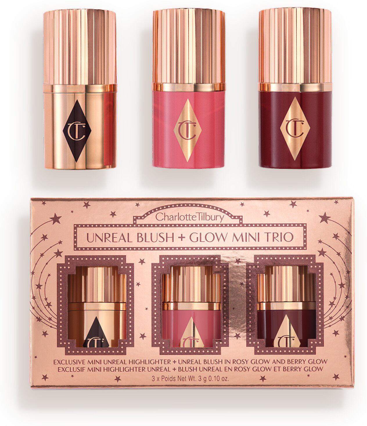 Unreal Blush + Glow Mini Trio - Mini Cheek Kit Charlotte Tilbury 11105 Unreal Blush + Glow Mini Trio Size: