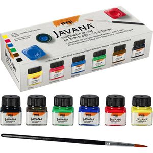 Kreul Stoffmalfarben Javana 90600, Grundfarben, 6 Farben, für helle Textilien, waschfest bis 60°C, 6x 20ml