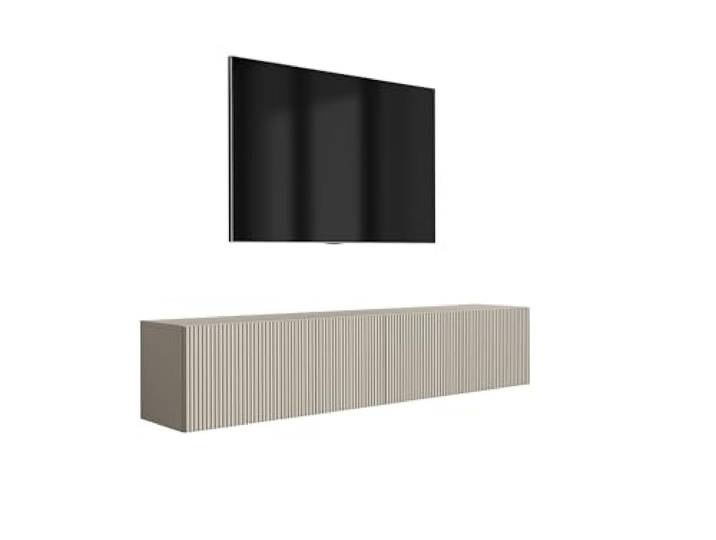 3xE Living TV-Lowboard 170 cm, Rillenfront, abschließbar, Kaschmir, 170 × 32 × 33,6 cm