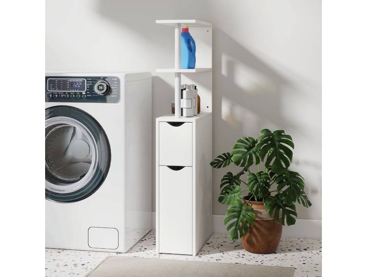 HOMCOM Meuble Salle de Bain Rangement 20x45x115cm Blanc