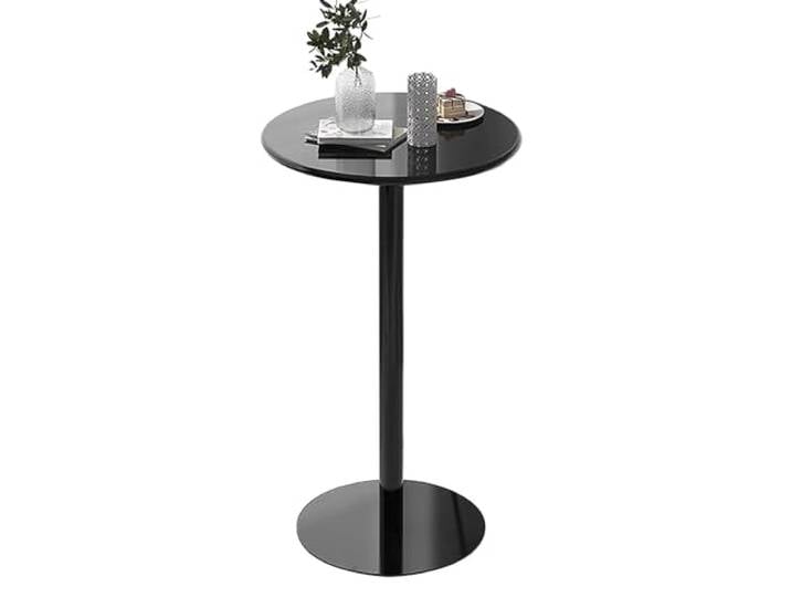 Lonmrrton Runder Couchtisch Bar Höhe Tabelle Metall End Tabelle kleines Sofa-Beistelltisch mit stabilen Basis hoch Bistro Pub Tische für Home Office Küche, schwarz (Size : 40x40x72cm)