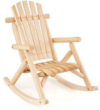 Costway Wood Single Porch Rocker Lounge Patio Rocking Chair