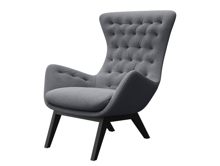 Fauteuil AUDREY Gris/Gris Tissu Saia Noir 85 x 101 x 93cm