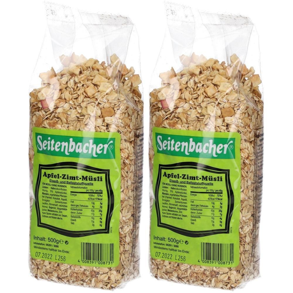 Seitenbacher- Müsli Apfel-Zimt 2x 2x500 g