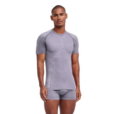 T-Shirt FALKE "FALKE T-Shirt", Herren, Gr. L, grau (grau, heather (3757)), Shirts T-Shirt