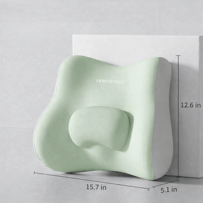 Uplifted Trends Ergonomic Lumbar Support Pillow Memory Foam Back Cushion For Office Chair Comfort & Posture Relief green