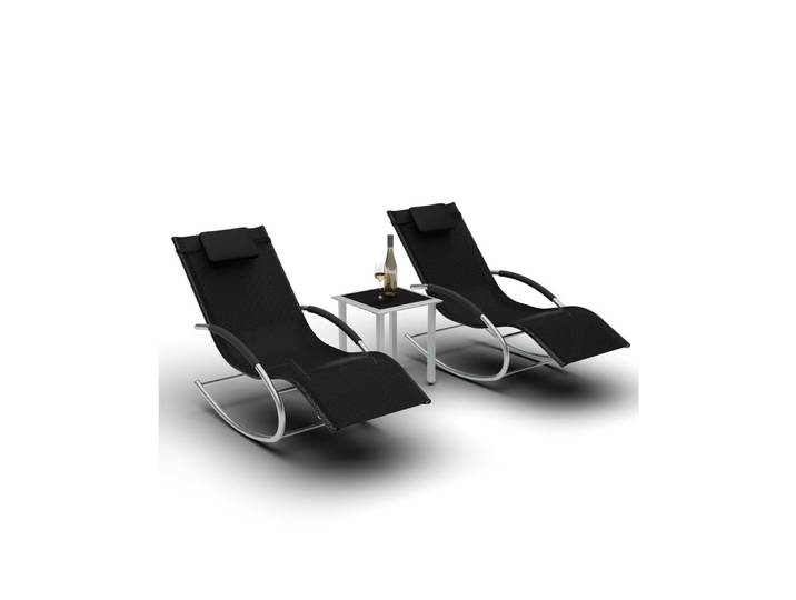 Ensemble de 3 chaises longues de patio, chaise longue de piscine extérieure, chaise longue de plage, chaise longue de jardin, chaise inclinable, chaises de bronzage avec dossier