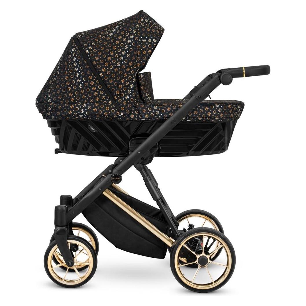 Kunert Ivento Premium 2in1 Kinderwagen in Schwarz/Braun mit Goldrahmen und umfangreicher Ausstattung (65280580)
