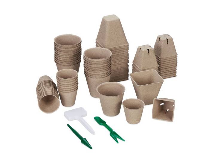 Relaxdays Anzuchttöpfe 96er Set mit Zubehör