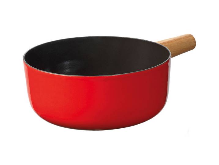 Stöckli Emotion Käsefonduecaquelon mit Holzgriff 21cm Rot-Schwarz