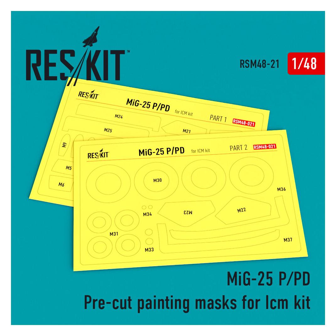 ResKit MiG-25 (P,PD) Pre-cut painting masks for ICM kit (RSM48-0021)