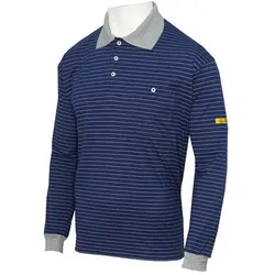 HB Schutzbekleidung, Arbeitsoberteil, ESD-Poloshirt CONDUCTEX Herren, langarm, dunkelblau/grau, Brusttasche, XS (XS)