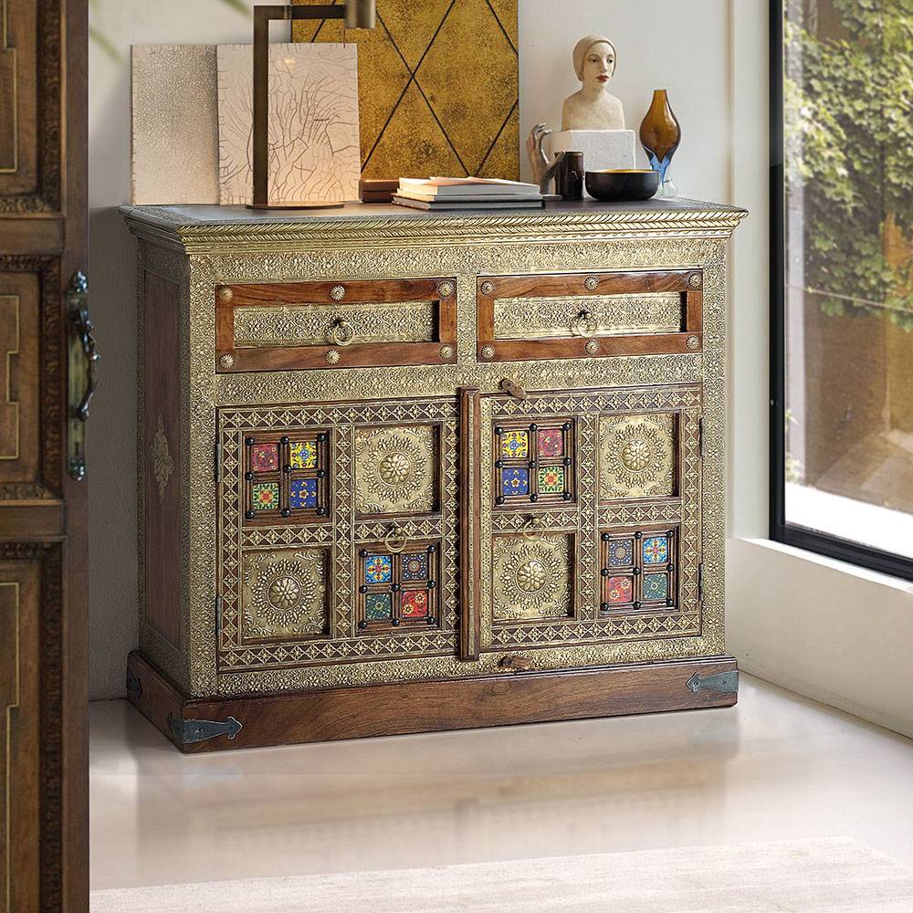 Pharao24.de Kommode Holzkommode aus Massivholz im orientalischen Stil
