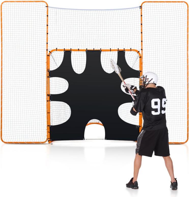 3 in 1 Lacrosse-Tor (3,66 x 2,74 m) - Großes Lacrosse-Netz mit Rücklaufsperre und Zielscheibe - Schnell und Einfach Aufzubauender Rebounder - Ausrüstung für Garten - Trainingsnetze mit Stahlrahmen