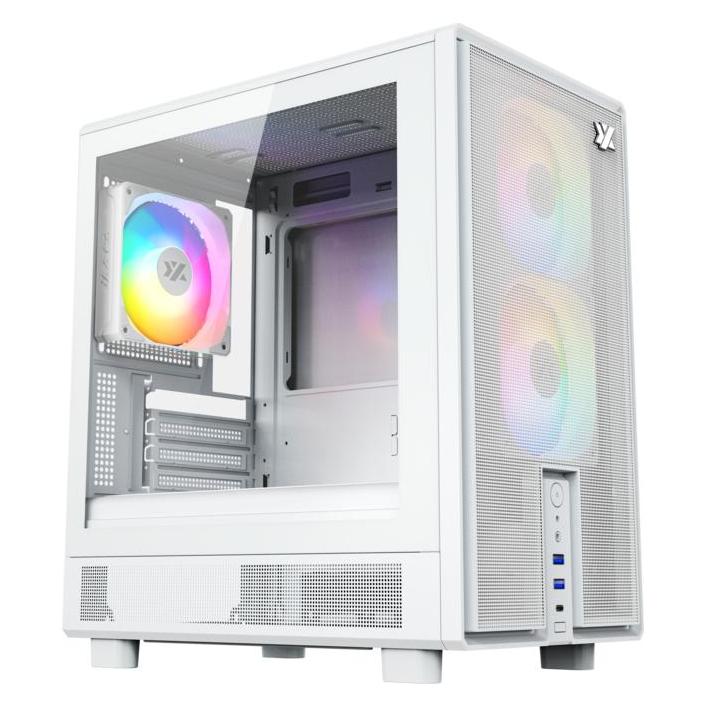 xyz Boitier Mini Tour Micro ATX Atom RGB avec panneau vitré (Blanc) (mATX, Mini-ITX) (X-CS-ATOM-W)