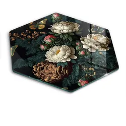 GLASPLATTE 40 cm Vintage Pfingstrosen Blumen