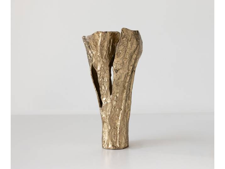 Vase Cortana B25 x T19 x H47 cm Aluminium Champagner Handgemacht, Wohnaccessoires