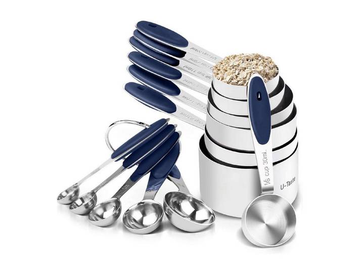 LuxusKollektion Messbecher Messbecher & Löffel Set 12tlg Mitternachtsblau, Metall, (12-St)