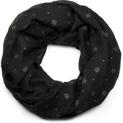 Loop STYLEBREAKER "Loop mit glitzerndem Schneeflocken Print", Damen, schwarz, Obermaterial: 50% Viskose CV. 50% Baumwolle CO., Modisch, Modetücher Loop