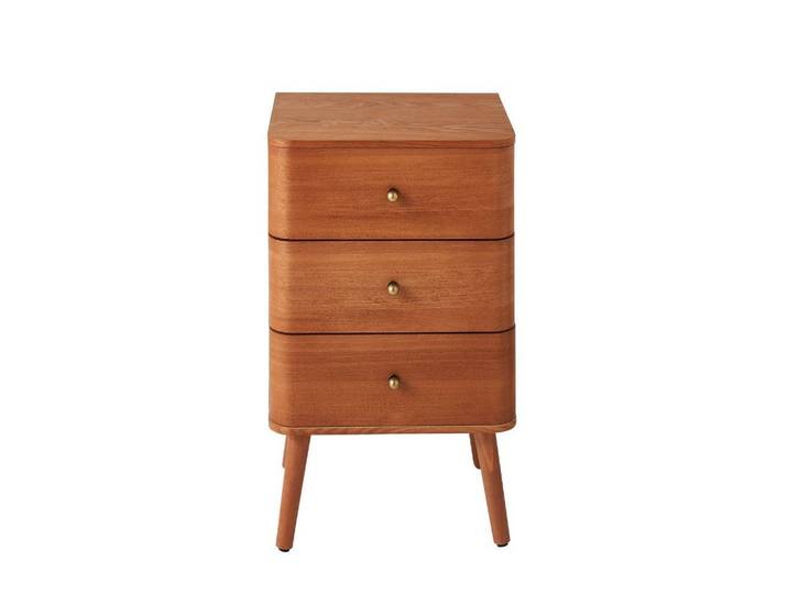 Calicosy Nachttisch mit 3 Schubladen und abgerundeten Kantenfronten 35/71/42 cm, Apfelbaumfarben, 35x71x42 cm, Schlafzimmer, Nachtkästchen