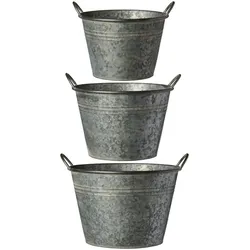 IB Laursen Pflanztöpfe im 3er Set konisch mit Griffen Urban Garden, Ø 30 - 39 cm