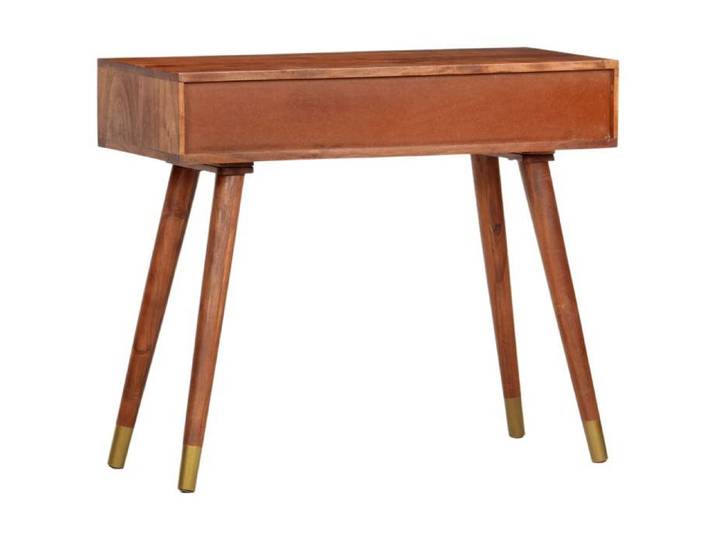 Table console en bois d'acacia - - 90x35x76 cm - Marron miel - Deux tiroirs coulissants