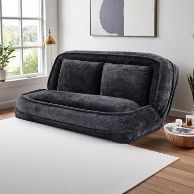 ZWYO HOSIMU Chenille Fabric Loveseat Sofa Bed with 5-Position Adjustable Backrest and 2 Plump Pillows (2-Seater)