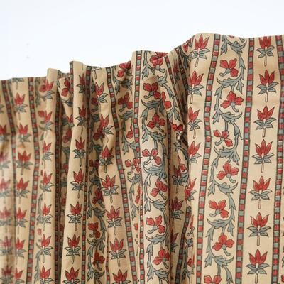 Fabdivine Floral Linen Curtain, Boho Drape, Semi Sheer Window Treatment, Hook Curtain Panel for Kidsroom