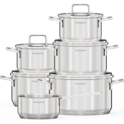 Topf-Set HANSEATIC "BASIC", silber (silberfarben), Töpfe, für alle Herdarten geeignet, unbeschichtet