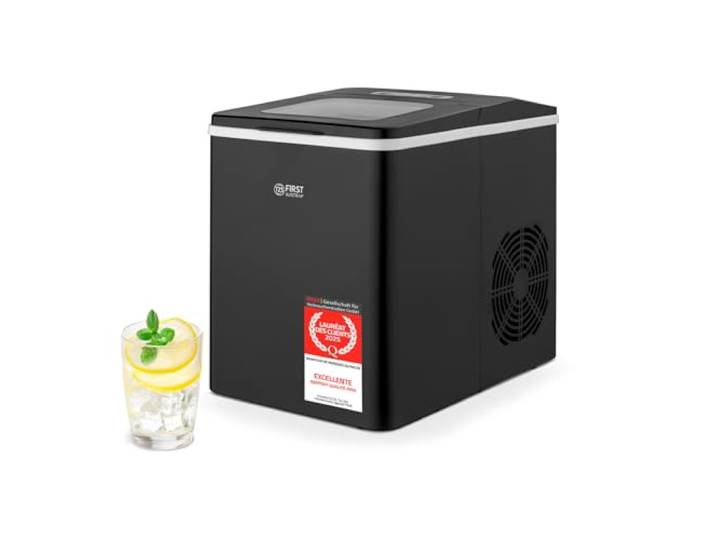 TZS First Austria Machine à Glaçons 1\,8L - 150W avec Compresseur - 9 Glaçons en 7-9 Min - 2 Tailles de Glaçons (S/L) - Capacité 12kg/24h - Machine à Glace Portable - Noir