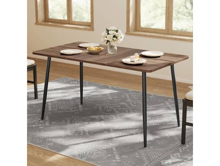 VASAGLE Esstisch, 140 x 75 x 75,5 cm, 100 kg belastbar Esszimmertisch, Küchentisch, für Esszimmer, Büro, Arbeitszimmer, Island, naturwalnussfarben, Island Kollektion KDT100K02