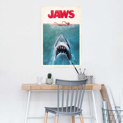 Poster REINDERS "Jaws", blau (farbe bild(er): blau), B:61cm H:91,5cm T:0,1cm, Papier, Bilder, Poster, Hobbyraum - Blau - Bilderdruckpapier - Film und Fernsehen - 61x91,5 cm